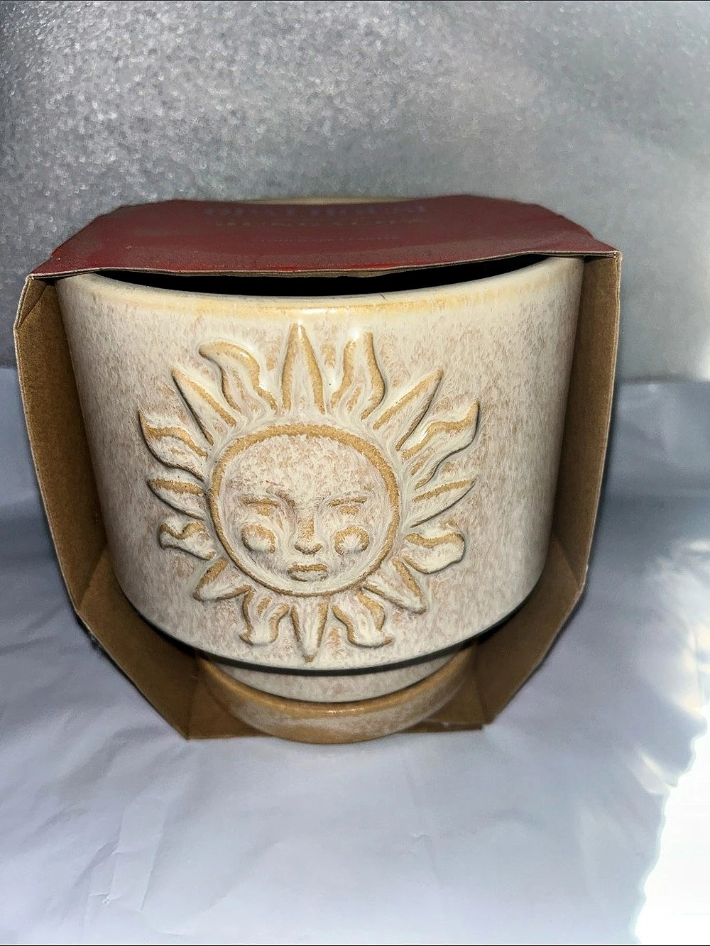 Opalhouse Jungalow Stoneware Planter Sun Face Cream & Gold - RARE